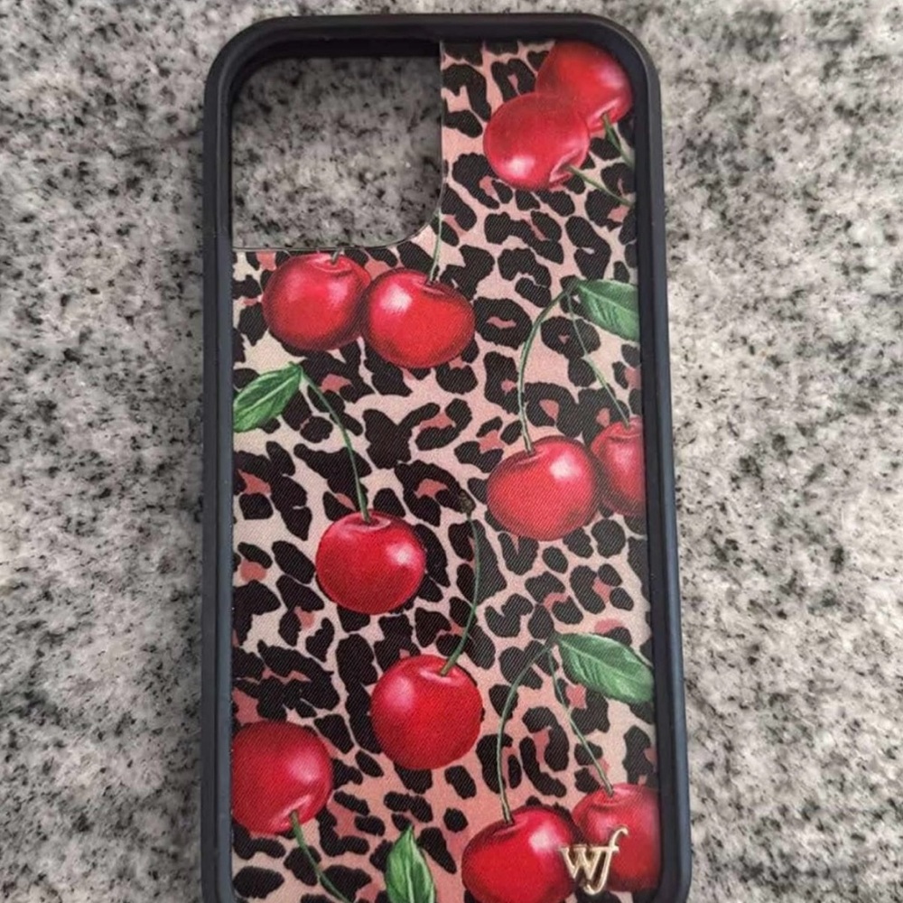 Wildflower Cherry Print Phone Case - Black and Red